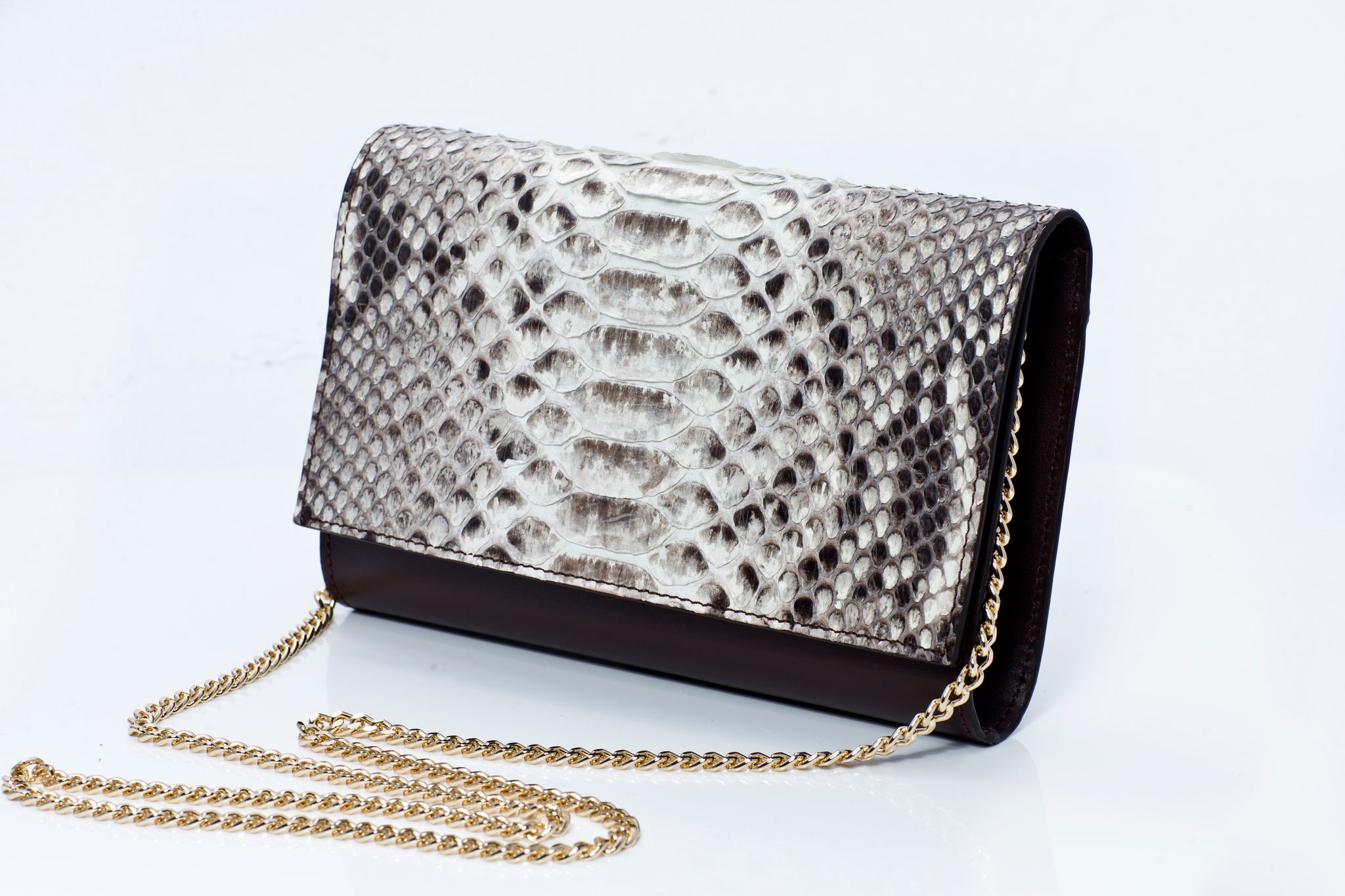 Charlotte Handmade Python Leather Clutch